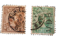Rare Dutch 1891 princess Wilhelmina stamp 7,5 and 20 cent  cancelled classics