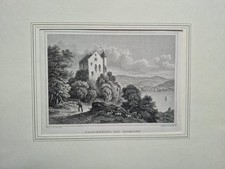 Die Starkenburg bei Heppenheim Hessen echter  alter Stahlstich 1844