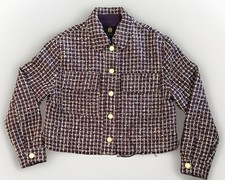 HOUSE OF HARLOW 1960 Chanel Style REVOLVE Purple Tweed Snap Jacket Blazer XS