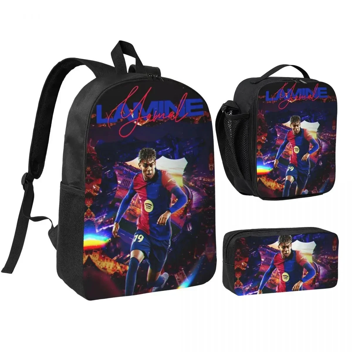 Football Star Lamin Yamal 3PCS Set School Backpack Lunch Bag Pencil Case Kids