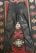 1980-90s Black Leather Motorcycle Riding Pants Size 36