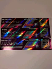 3 PKG  WHITE GLO ADVANTAGE STRAWBERRY FLAVOR PURPLE WHITENING TOOTHPASTE 🍓🍓