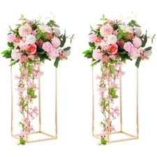 Gold Flower Stand for Table: 23.6” Tall Centerpiece Stand for Wedding Tabl