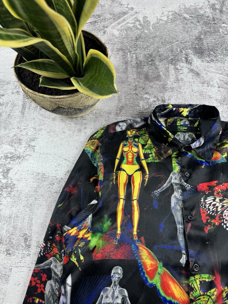 Jaded London Multi Robotic Laser Hawaiian Long Sleeve Y2K Designer