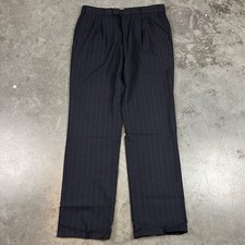 Vintage Wool Blend Pants Mens 32x32 Blue Flaws Distressed Preppy Stripes Preowne