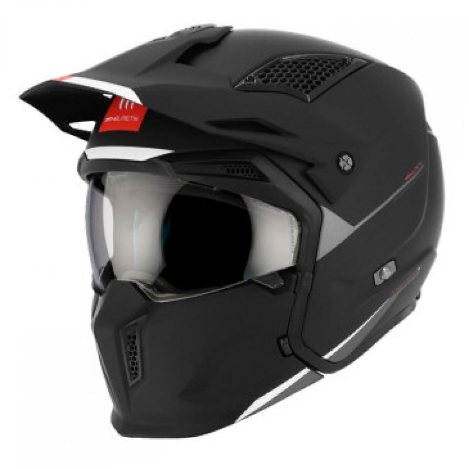 Casque moto trial MT Helmets Streetfighter SV avec mentonnière amovible noir mat taille M