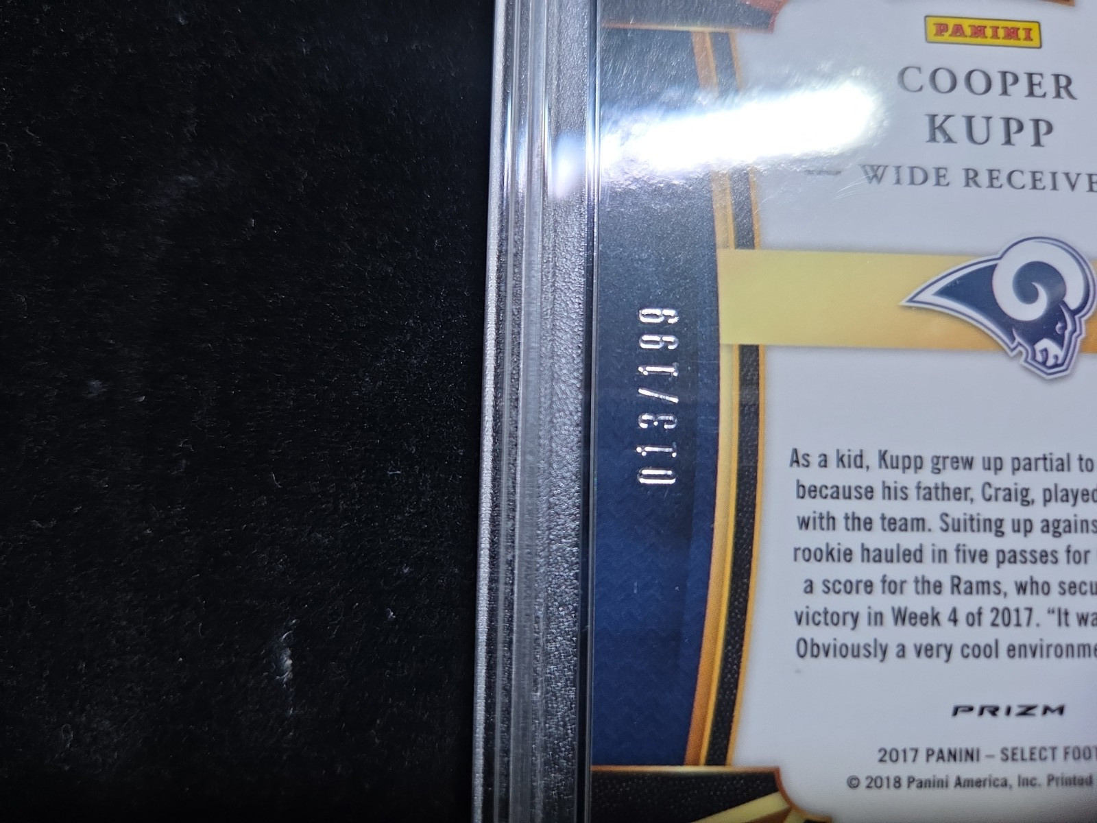 2017 Panini Select Cooper Kupp RC Tri-Color Prizm PSA 10 /199 SP Rams~Seahawks view 3