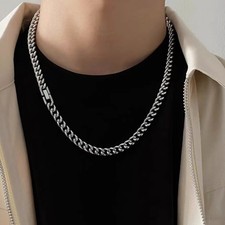Titanium Steel Cuban Necklace Jewelry Buckle Round Grinding Chain Men