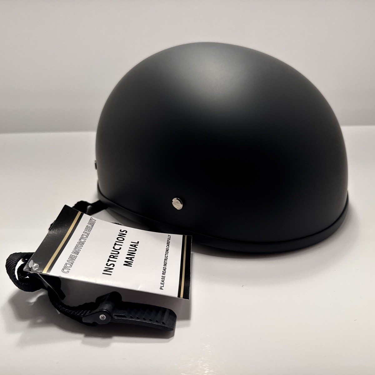 Men's Cyclone Half Helmet Brain Bucket Quick Release Strap Black