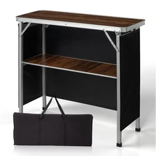 In/Outdoor Portable Folding Bar Table with Shelf Carry Bag for Party Picnic