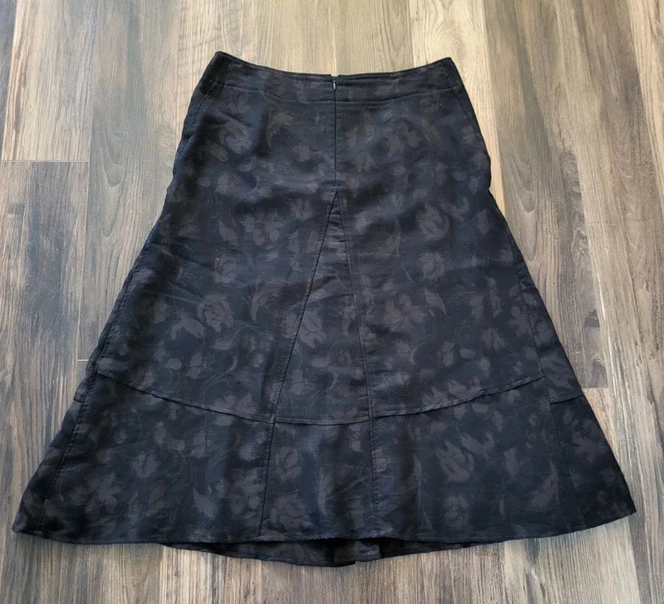 J Jill Black Brown Floral Wool Blend Whimsigoth A-line Midi Skirt Sz 14p - Image 4 of 4