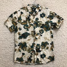 Oneill Button Down Shirt Extra Large Green Standard Fit Floral Hawaiian Camp Men