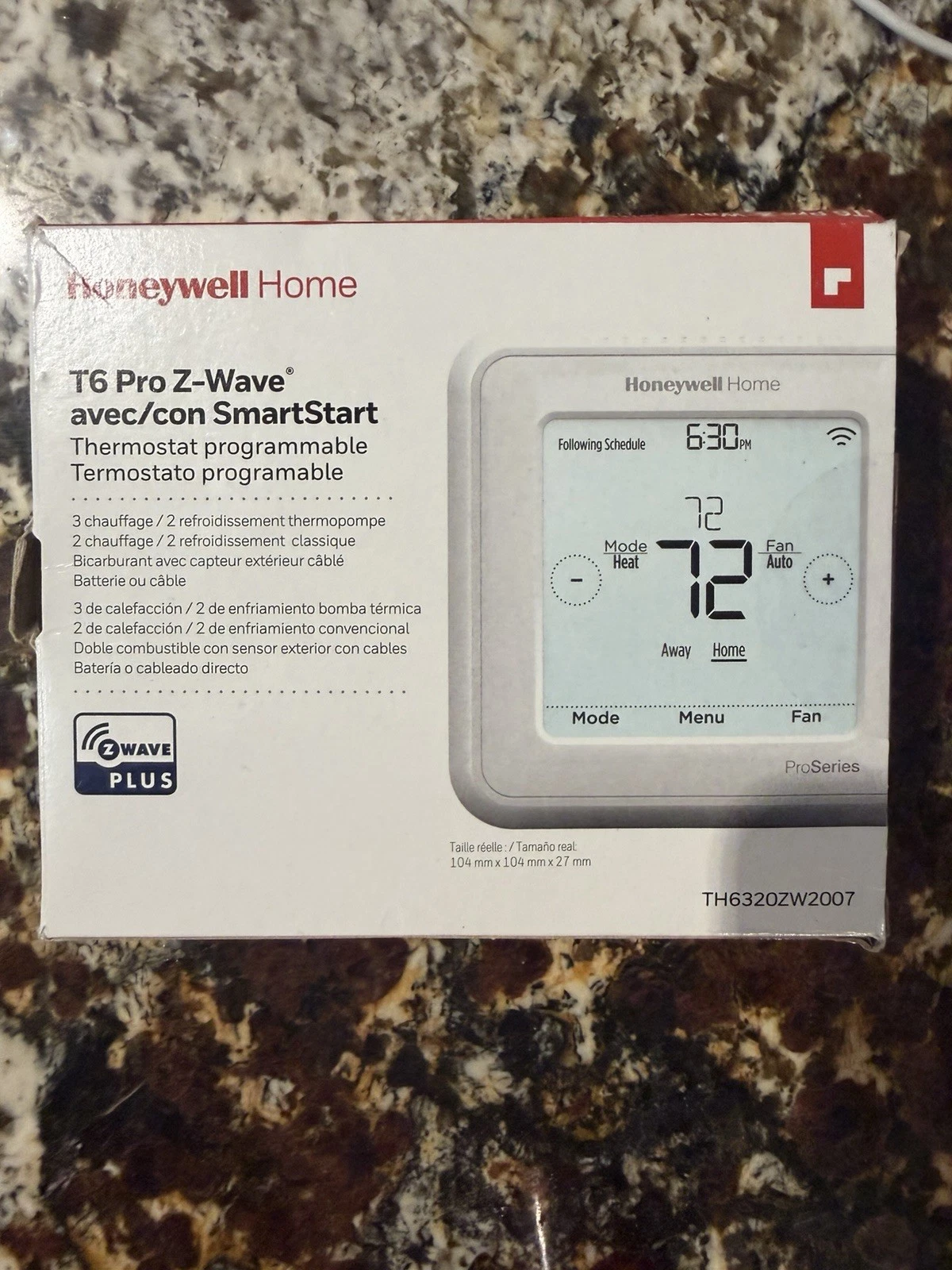 Honeywell Home T6 Pro Series Z-Wave Programmable Thermostat TH6320ZW2007