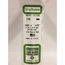 Evergreen 156 Styrene Plastic Strips 0.060"x 0.125"x 14" (10)