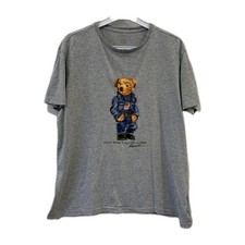 Polo Ralph Lauren Polo Bear T-Shirt Medium Gray Denim Flag Bear Graphic M 227
