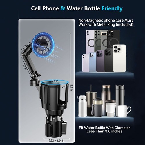 Magnetic Phone Mount for Car 360 Degree Rotation Designed for Cup Holder Use - Zdjęcie 6 z 9