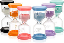 6Pcs Sand Clock, Hourglass Sandtimer Colorful Kids Sandglass, Kitchen Timer for