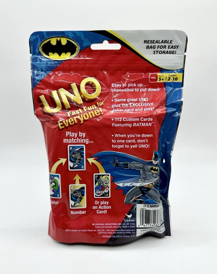Batman UNO Card Game Exclusive Joker Card Cardinal Industries 2012 Sealed NEW - Image 2 of 3