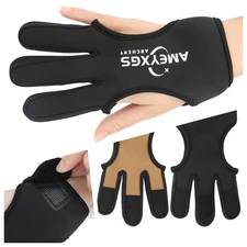 Archery 3 Finger Glove Gear Guard Leather Protector Recurve Bow Hunting Shooting