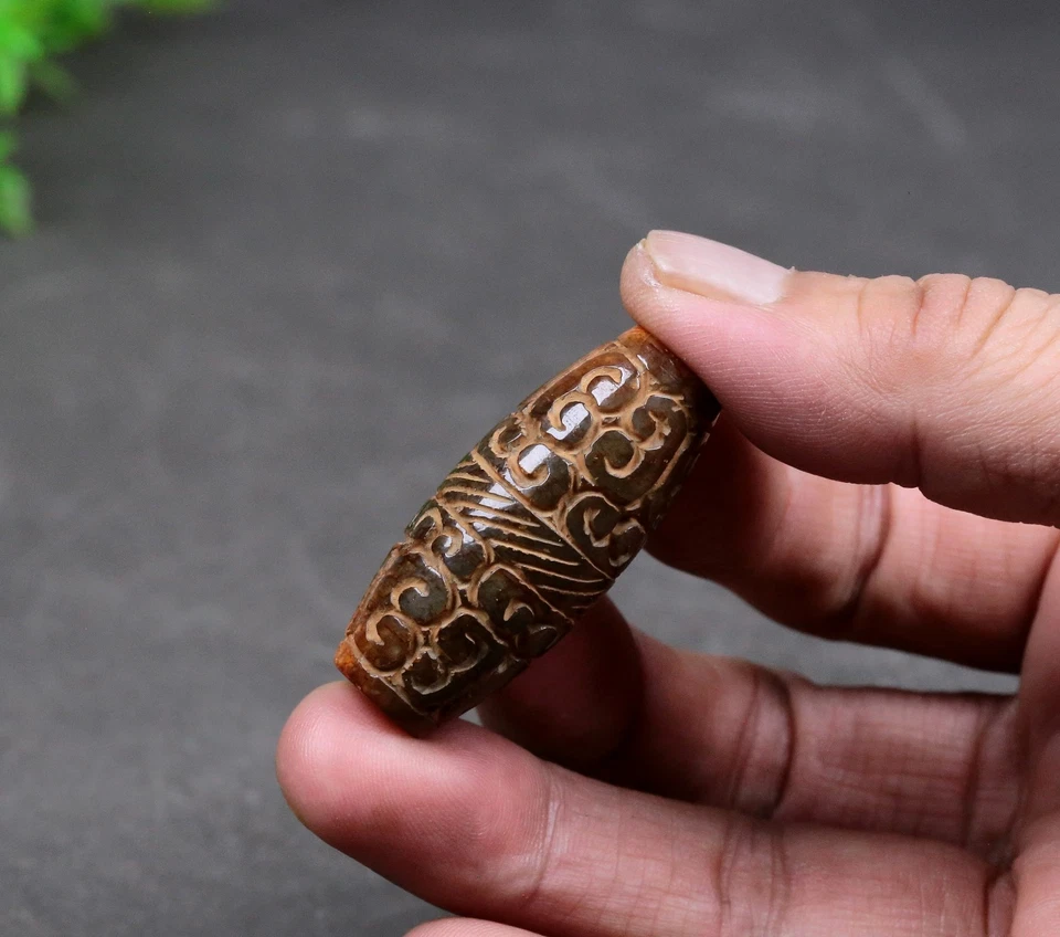 Cuentas antiguas de talismán de jade hetiano tibetano del Himalaya Foto 3 de 4