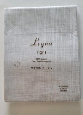 New SDH Legna Tigris European Flanged King Pillow Sham Silver 29''x 29'' Italy