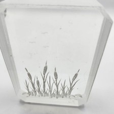 Ronald Fox Etched Lucite Cattails Paperweight