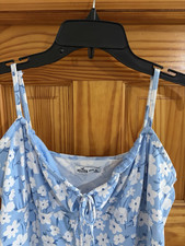 Hollister Blue/White Floral Chiffon Tie Front...