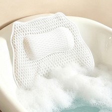 Bath Pillow for Tub,48 Non-Slip Suction Cups,Soft 4D Breathable Air Mesh