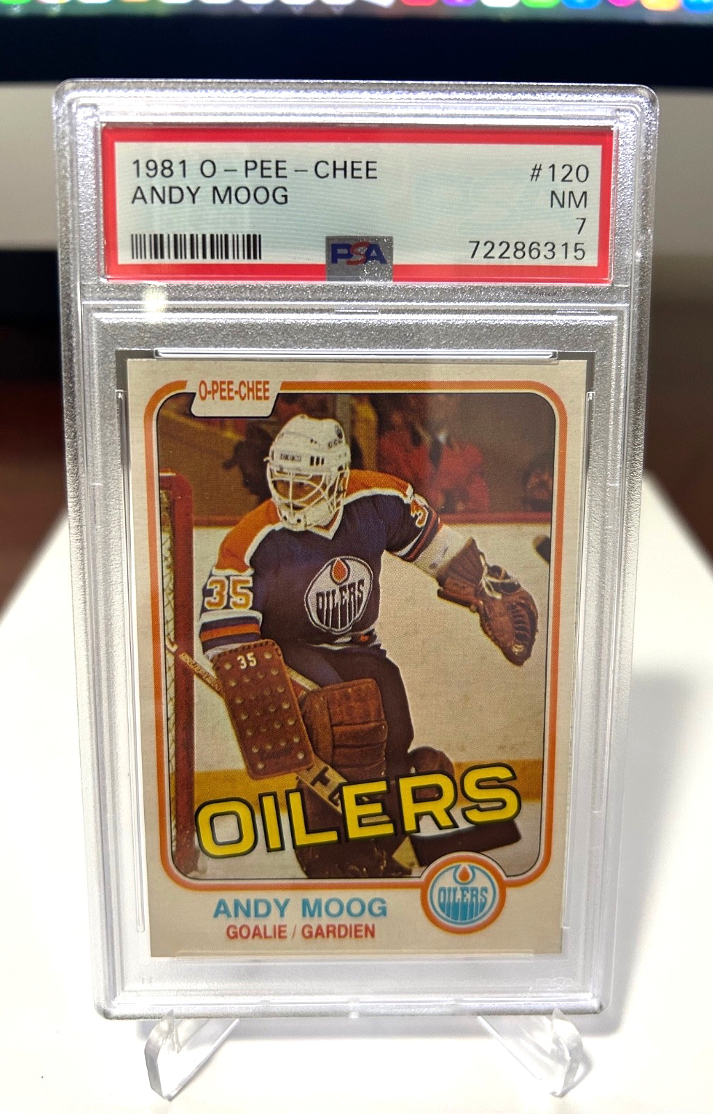 1981 O-Pee-Chee Andy Moog Rookie PSA 7