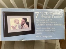 Pandigital 7" LCD Digital Photo Frame Black 128 MB Memory New- Open Box PAN707-B