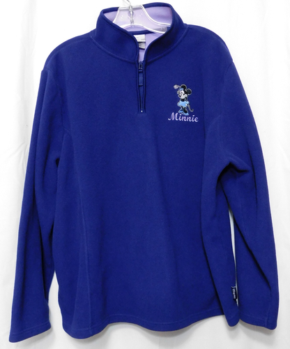 Vintage Disney Fleece 1/4 Zip Top Womens XL Blue Embroidered Minnie Sweatshirt - Picture 3 of 10