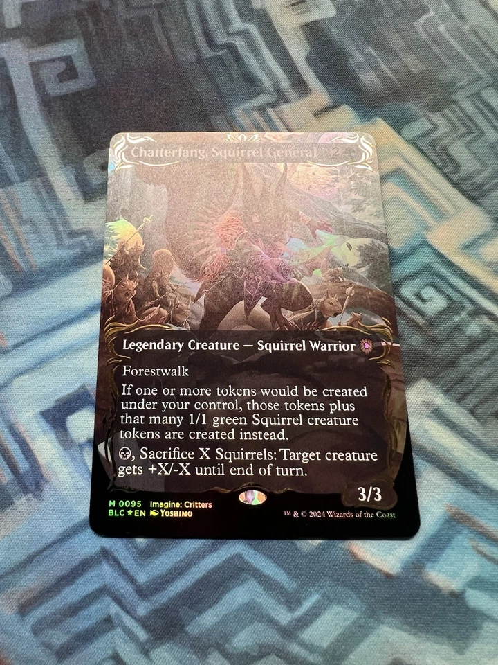 MTG Borderless Raised Foil Chatterfang, Squirrel General EX/LP Bloomburrow - Image 2 of 4