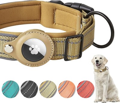 AirTag Hundehalsband, Verstellbares Reflektierend Halsband Hund, Integriertes