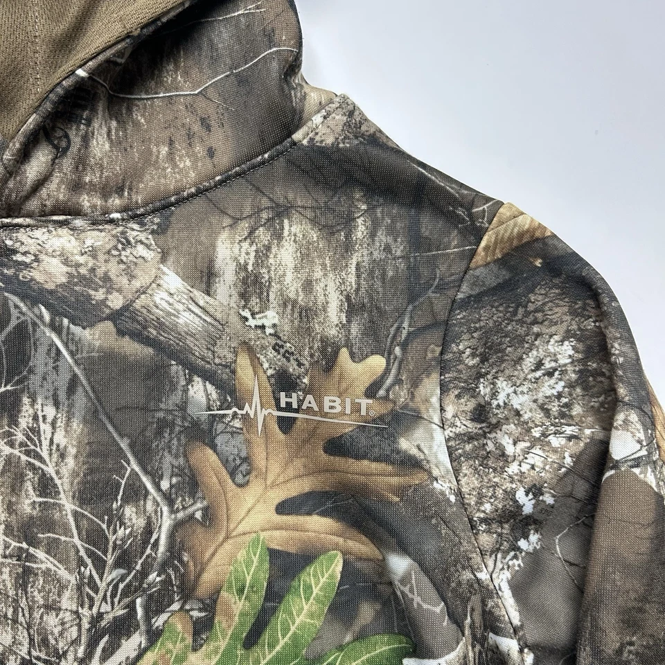 Habit Woodland Camo Hoodie Sweatshirt Realtree Edge Hunting Youth XL - Image 3 of 4