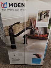 Moen Wetherly 87999BRB Kitchen Faucet 1-Faucet Handle Mediterranean BRONZE NEW