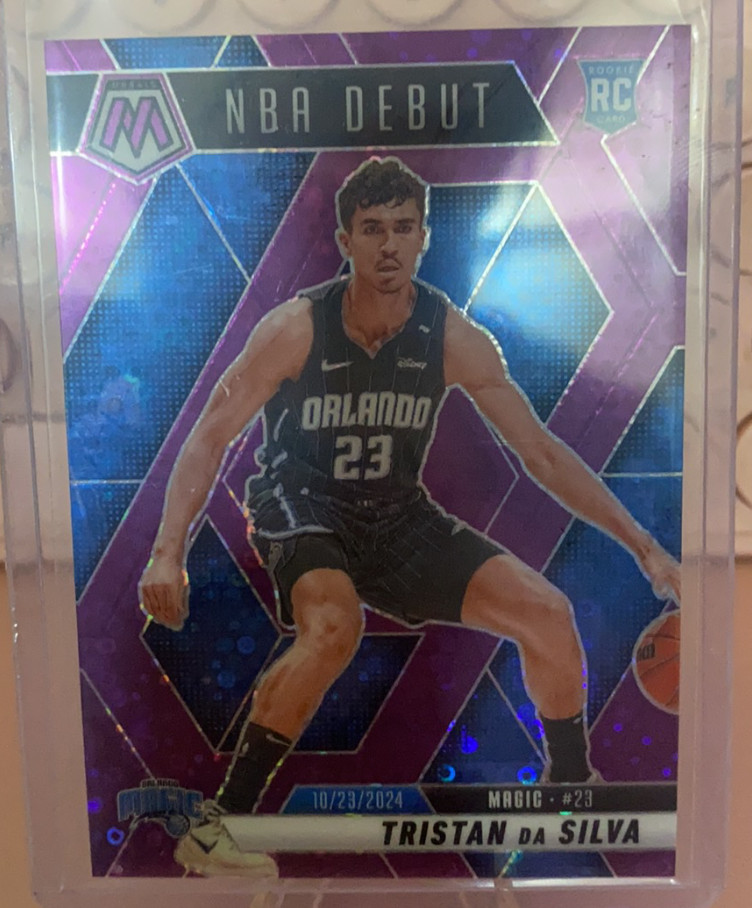 Tristan Da Silva 2024-25 Panini Mosaic 24/50 NBA Debut Fast Break Purple Disco
