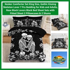 King Size 7 Pcs Gothic Skeleton Bedding Set Soft, Stylish, Machine Washable