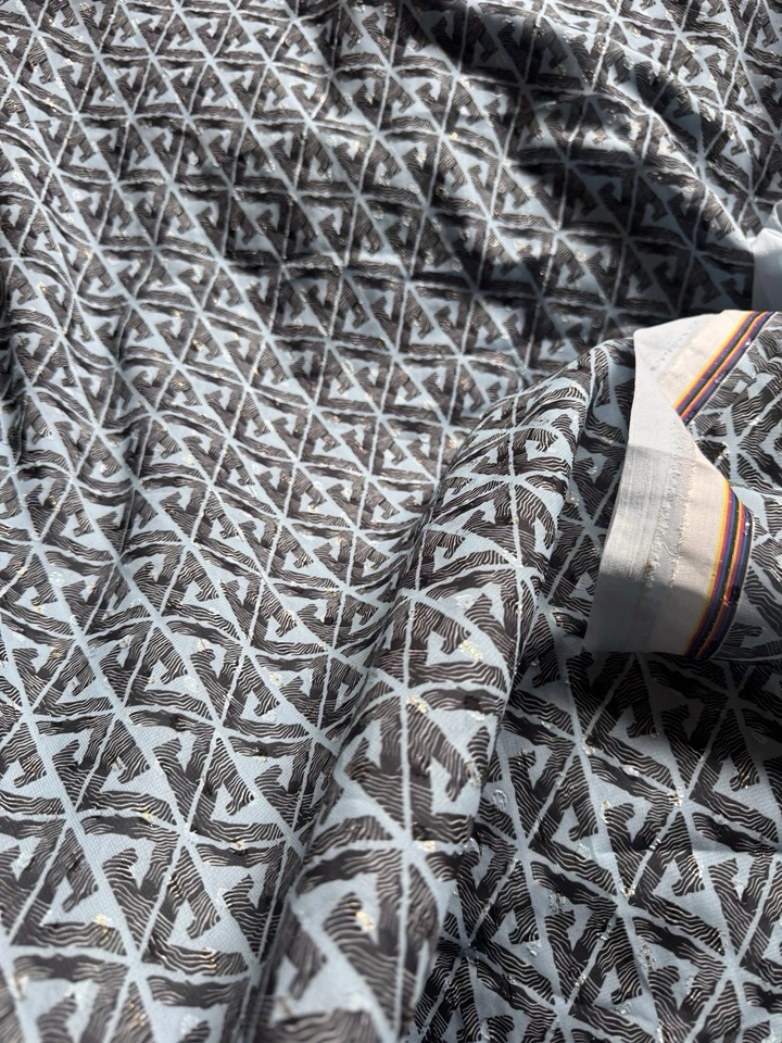 G Acrylic Rayon Fabric By Panel 2 Yards Width 55" Georgette Logo Blue Dress - Image 2 of 4