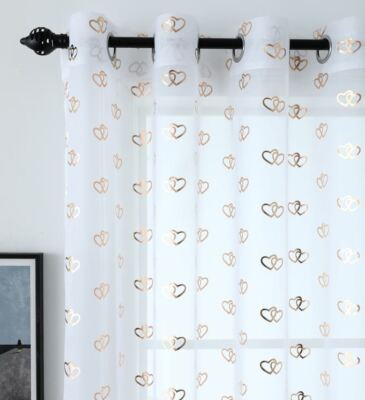 Rosegold Metallic ENTWINED LOVE HEART Sheer White Kinder Voile Öseneinsätze