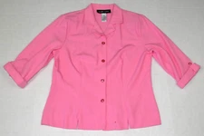 Vintage Shirt Blazer Size 12 90s Sag Harbor Carnation Pink Shoulder Pads Fitted