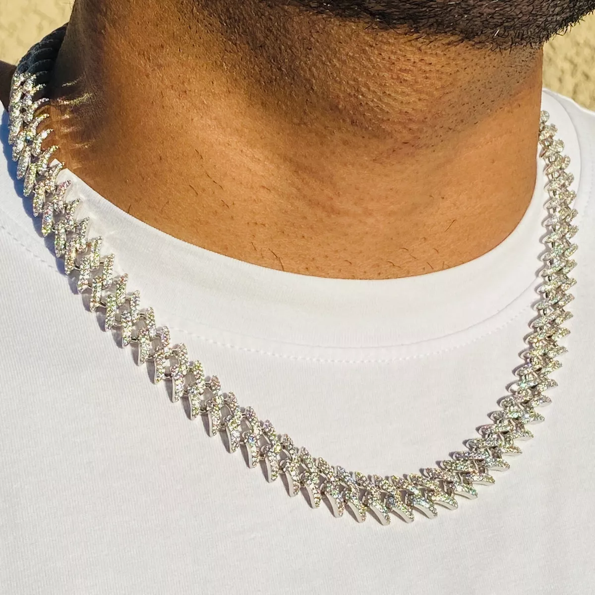 12mm CZ VVS Miami Cuban Link Chain Iced Choker Necklace 14k Gold Finish Out  ICY