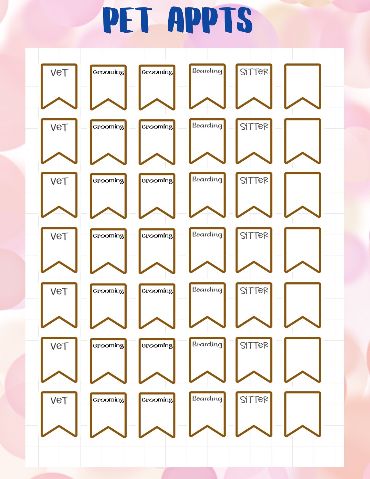 PLANNER STICKERS – PREMIUM MATTE REPOSITIONABLE –– PET APPOINTMENTS