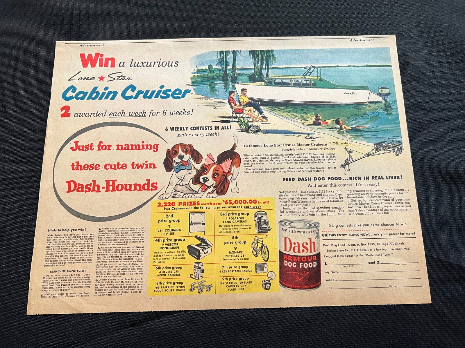 Sunday Ad 1955 Win A Lone Star Cabiin Cruiser