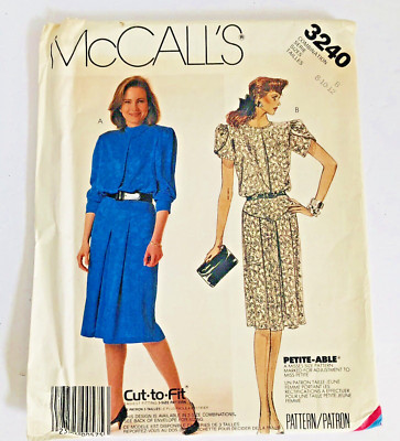 McCall's 3240  Misses' Dress  PETITE-ABLE  Size 8-10-12 UNCUT