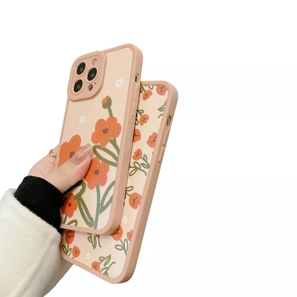 Casing iPhone Cute Orange Blossom Flower iPhone Case 14 Pro Max 13 12 Casing - Image 2 of 4