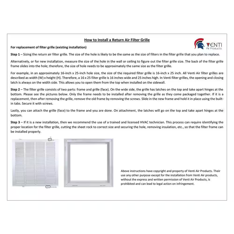 25 In. Wide X 14 In. High Return Air Filter Grille of Steel in White eBay