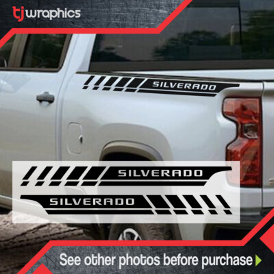 2 Pcs Vinyl Decals Stripes Bedside Fits Silverado Chevy Truck Chevrolet RST 4X4