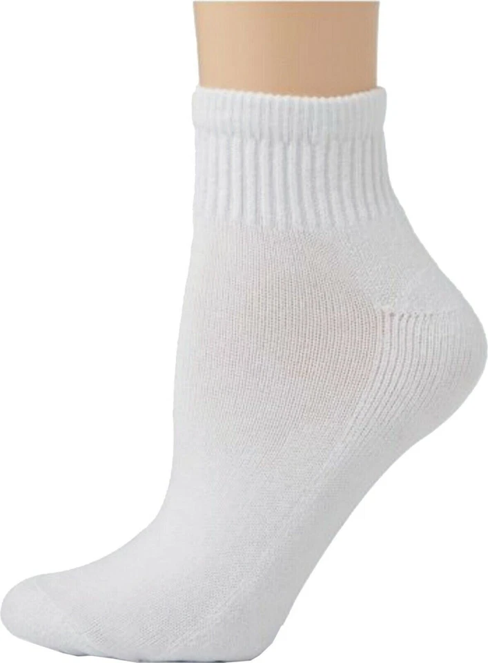 12 pares de calcetines blancos al tobillo/cuarto para hombre medio cojín algodón suave talla 9-11 Foto 4 de 4