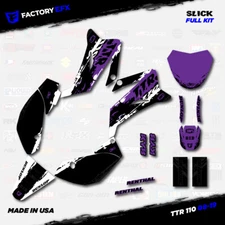 White & Purple Slick Racing Graphics fits 2008-2025 YAMAHA TTR110 TTR 110 08-25 