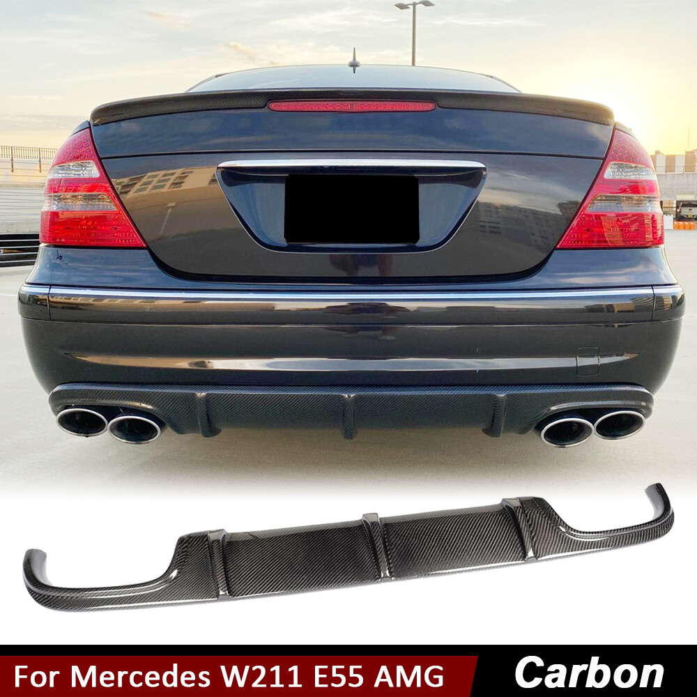 For Mercedes E-Class W211 E55  2003-06 Carbon Fiber Rear Bumper Diffuser Lip
